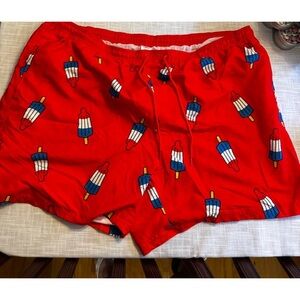 Rocket Pop Men’s Swim Trunks - Red, White, and Blue Popsicle Print Shorts